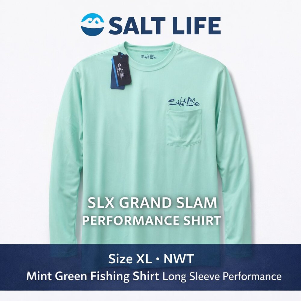 Salt Life SLX Grand Slam Performance Shirt XL Mint Green Fishing Long Sleeve NWT - Picture 13 of 13